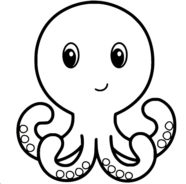 Easy Cute Octopus Coloring Page
