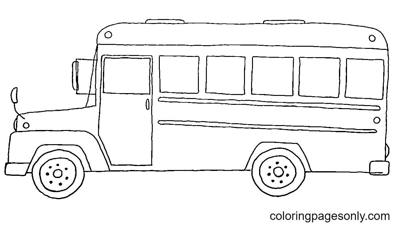 Easy Drawing School Bus Coloring Page