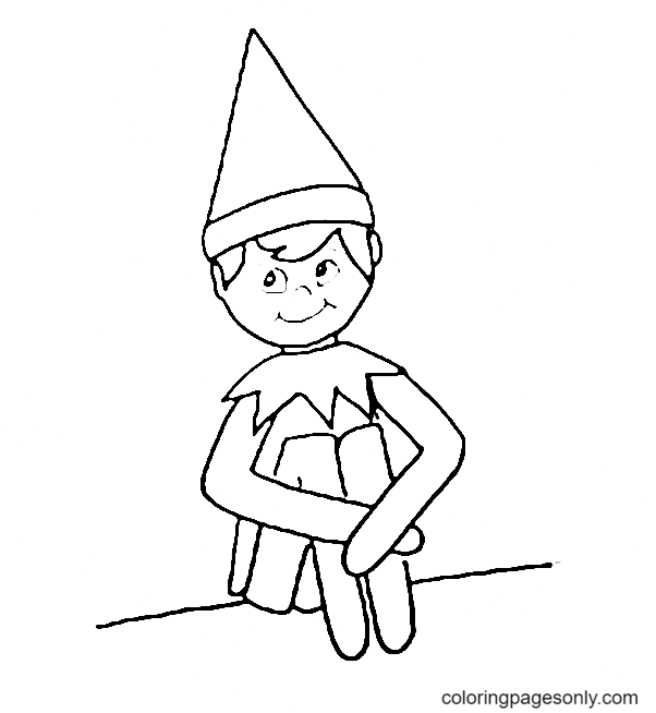 Easy Elf on a Shelf Coloring Page