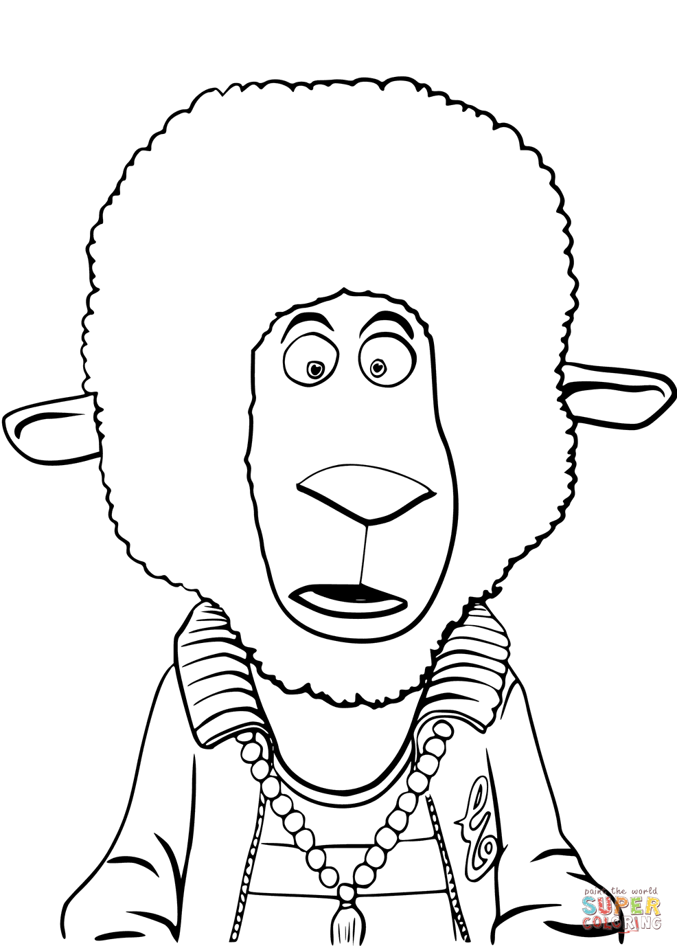 Eddie Noodleman Sheep from Sing Coloring Page