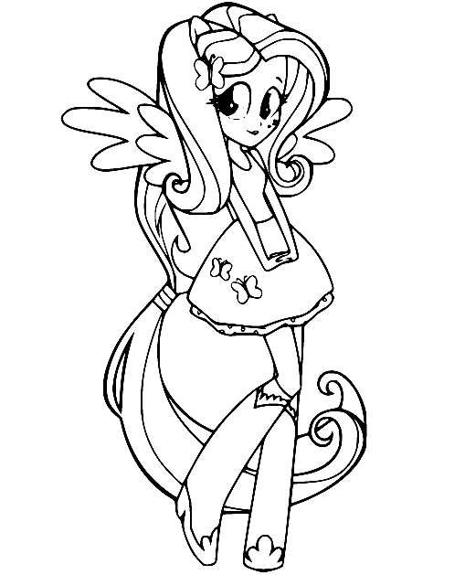Equestria Girl Fluttershy Coloring Page