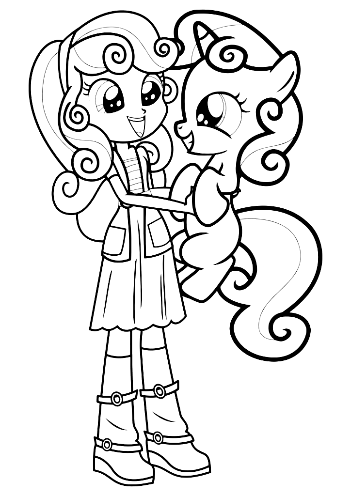 Equestria Girl with Pony Coloring Page