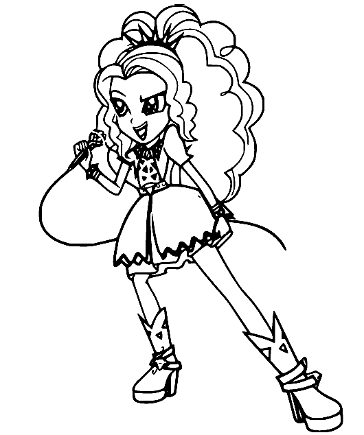 Equestria Girls Pinkie Pie Singing Coloring Page