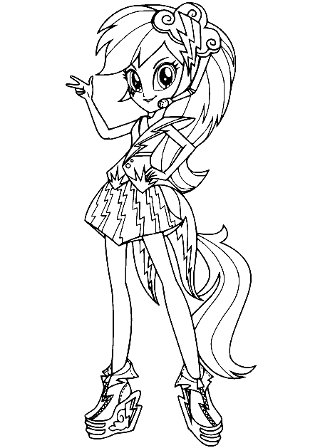 Equestria Girls Rainbow Dash Singing Coloring Pages