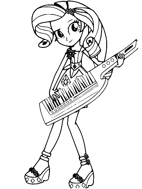 Рарити «Девочки из Эквестрии» играет на электронной клавиатуре из «Девочек из Эквестрии»