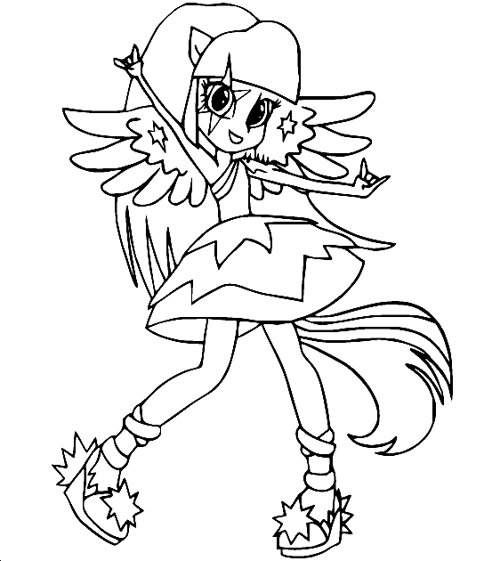 Equestria Girls Twilight Sparkle Dancing Coloring Page