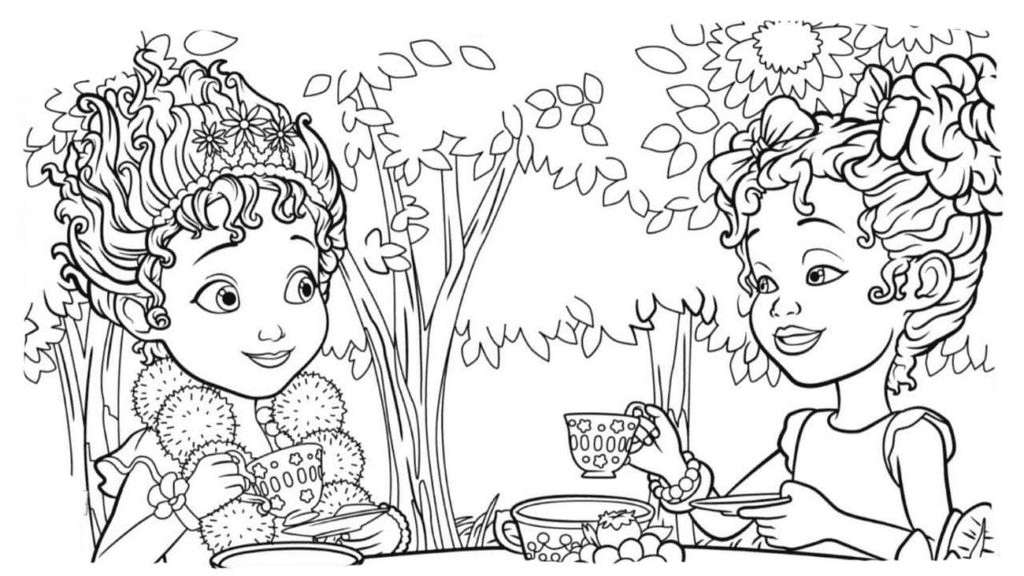 Fancy Nancy Drinking Tea Coloring Page