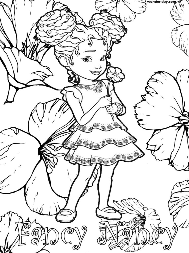 Desenho de Nancy extravagante com flores para colorir