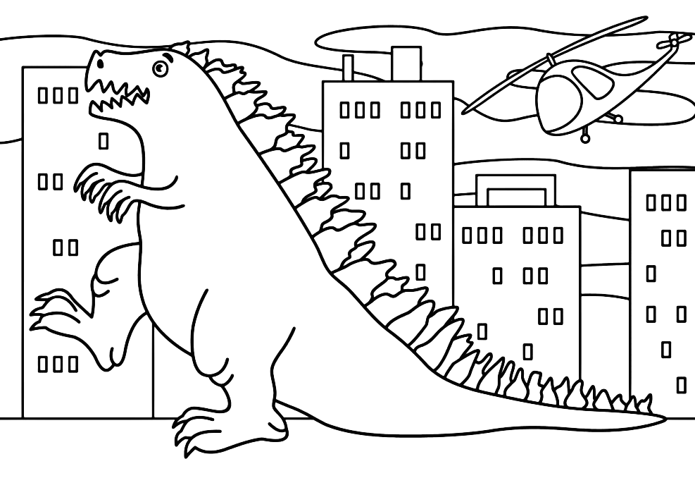 Fat Godzilla Coloring Pages