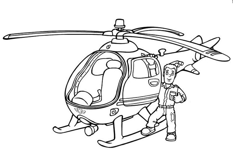 Fireman Sam Printable Helicopter Coloring Pages
