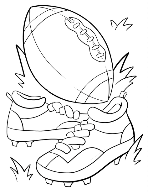 Football Ball and Shoes Coloring Page