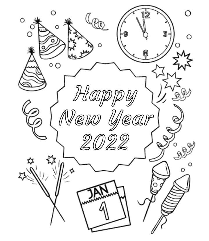 Бесплатная раскраска Новый год 2022