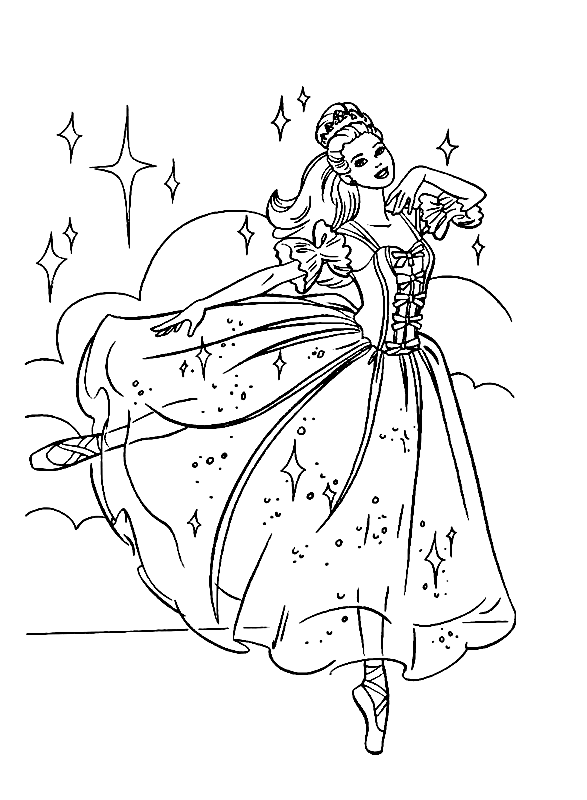 Free Barbie Ballerina Coloring Page