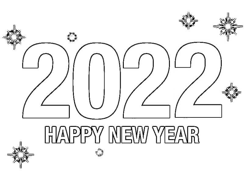 Free Happy New Year 2022 Coloring Page