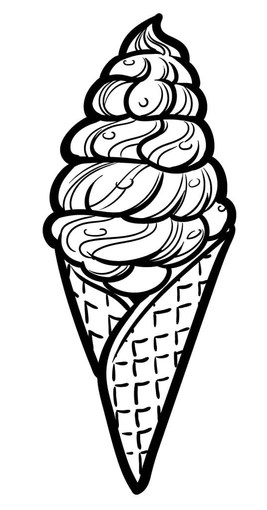 Pagina da colorare di cono gelato gratis