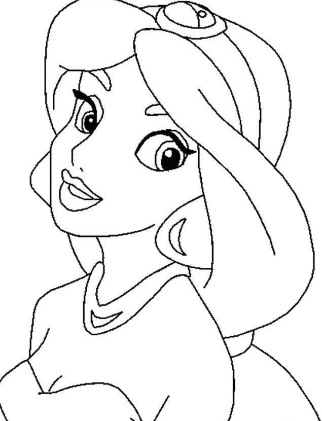 Бесплатная распечатка принцессы Диснея Жасмин из мультфильма «Жасмин»