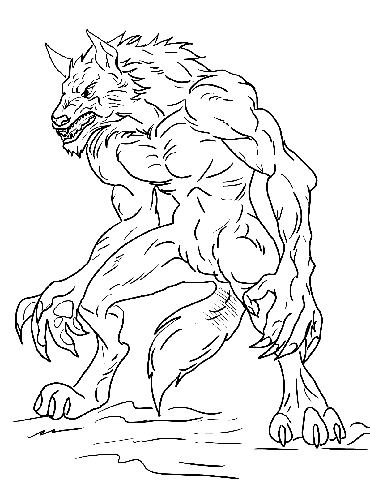 Página para colorear de hombre lobo aterrador gratis