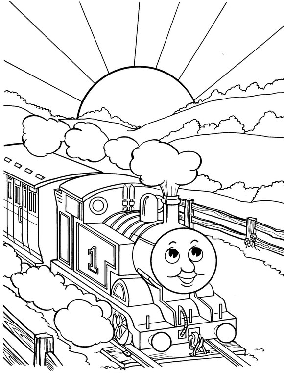 Gratis kleurplaat Thomas de trein