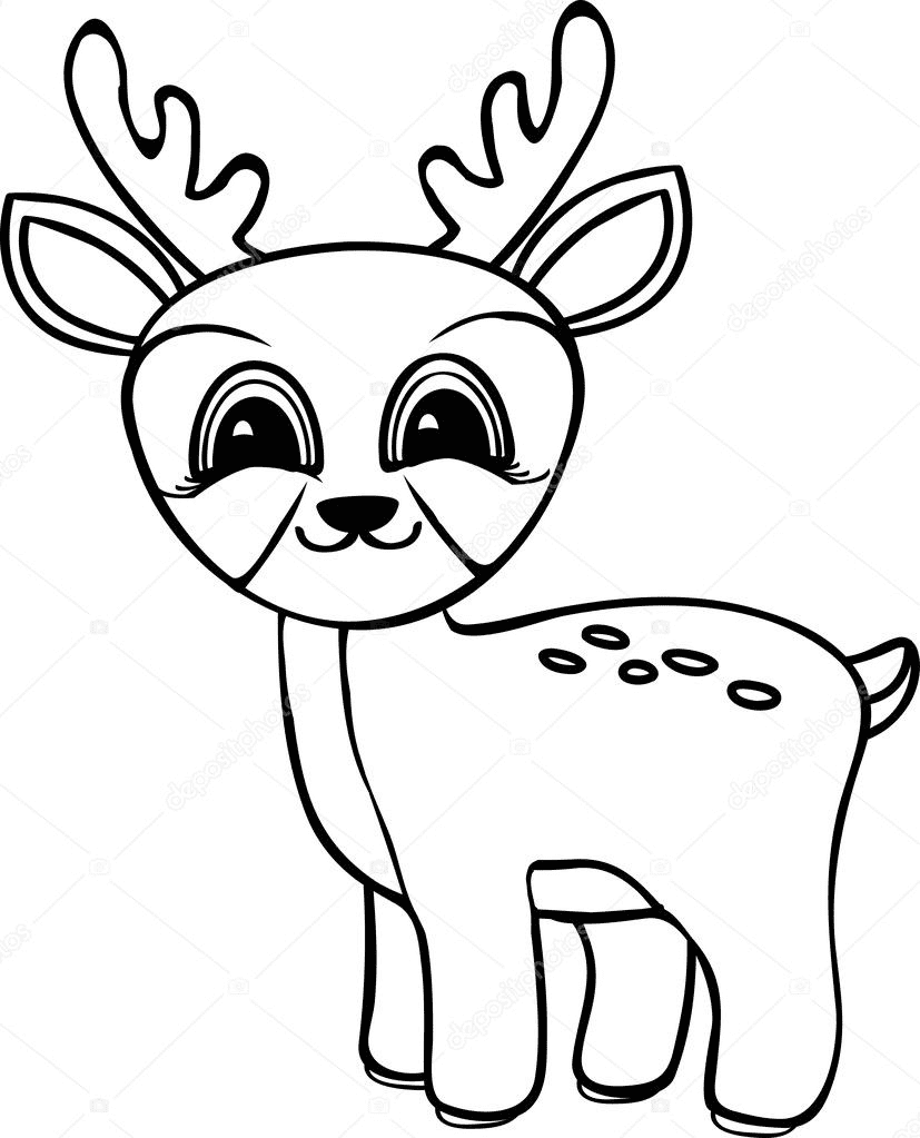 Funny Cartoon Baby Deer Coloring Page