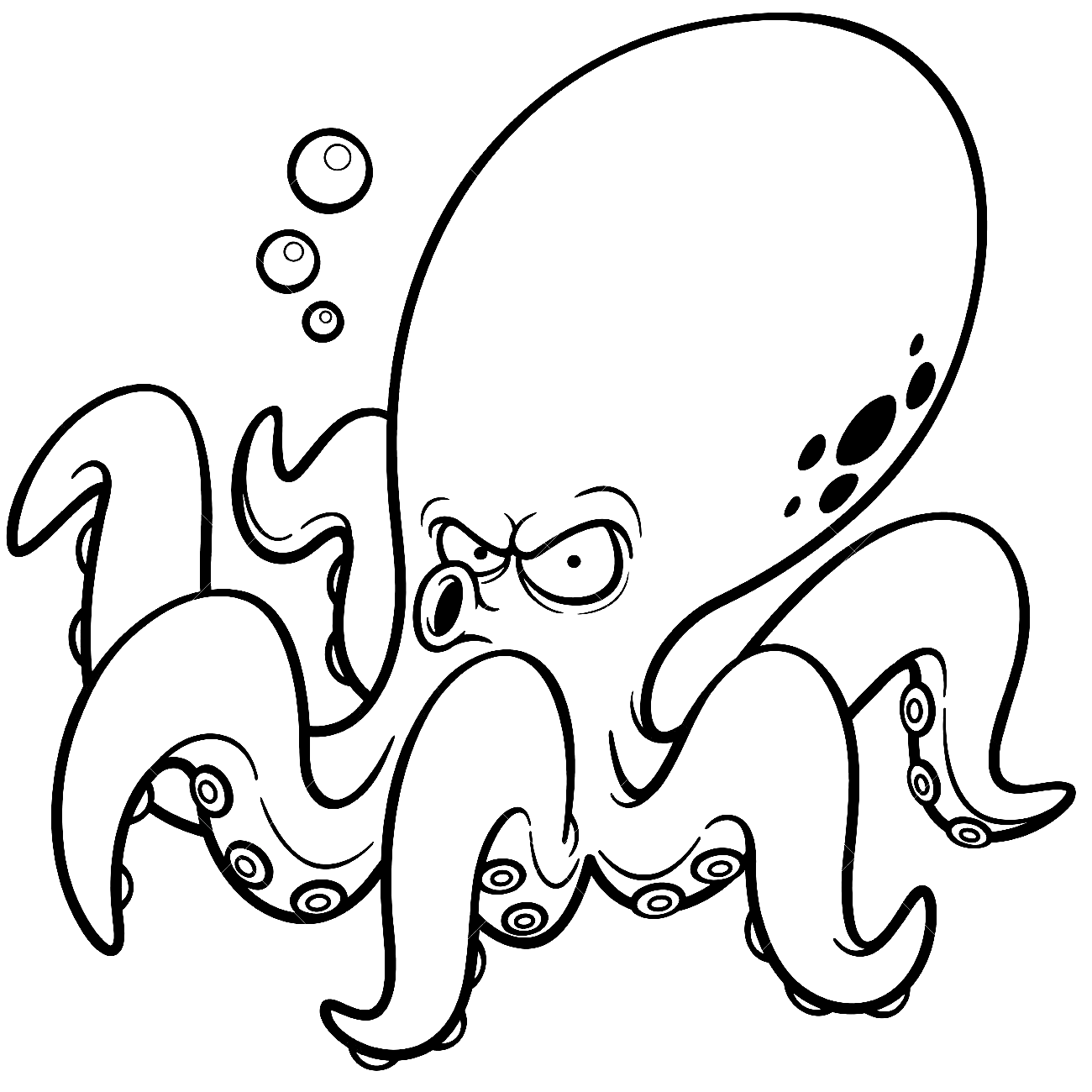 Grappige Octopus Kleurplaat