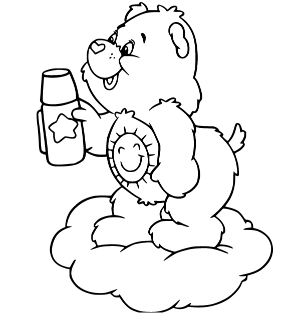 يحمل Funshine Bear كوبًا مفرغًا من Care Bears