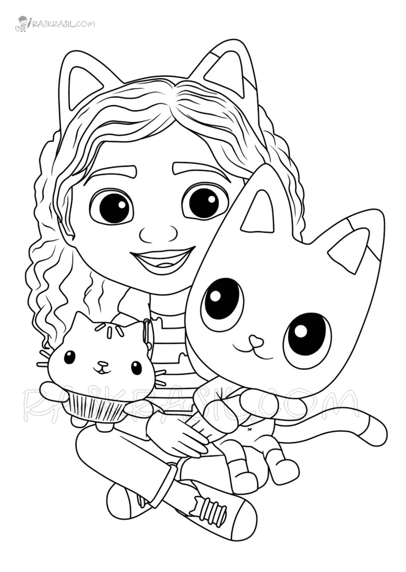 Gabby, Cakey and Pandy Paws Coloring Page