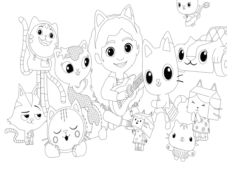 Gabby and Friends Gabby’s Dollhouse Coloring Page