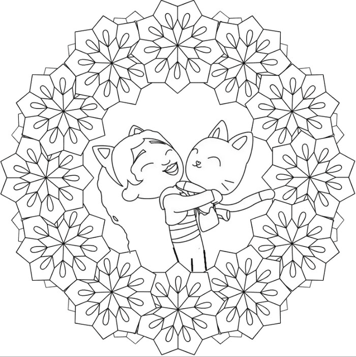 Gabby and Pandy Paws Mandalas Coloring Page