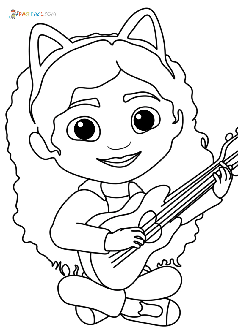 Gabby with a Guitar Coloring Page