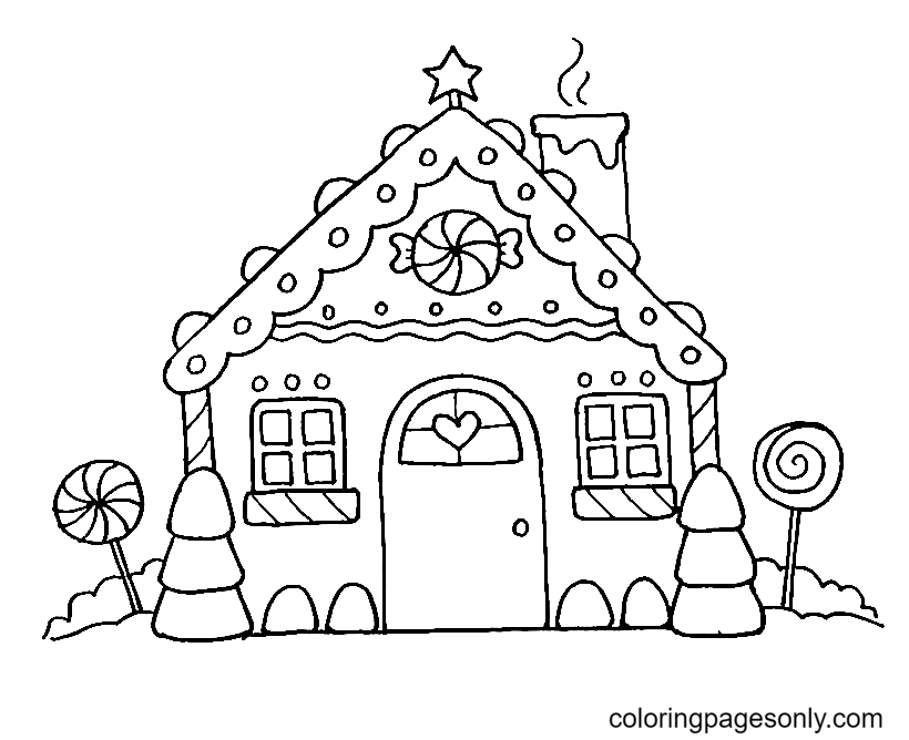 Gingerbread House Christmas 2022 Coloring Page