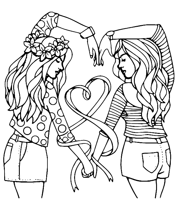 Desenhos para colorir de melhores amigas de meninas - Desenhos para colorir  gratuitos para impressão