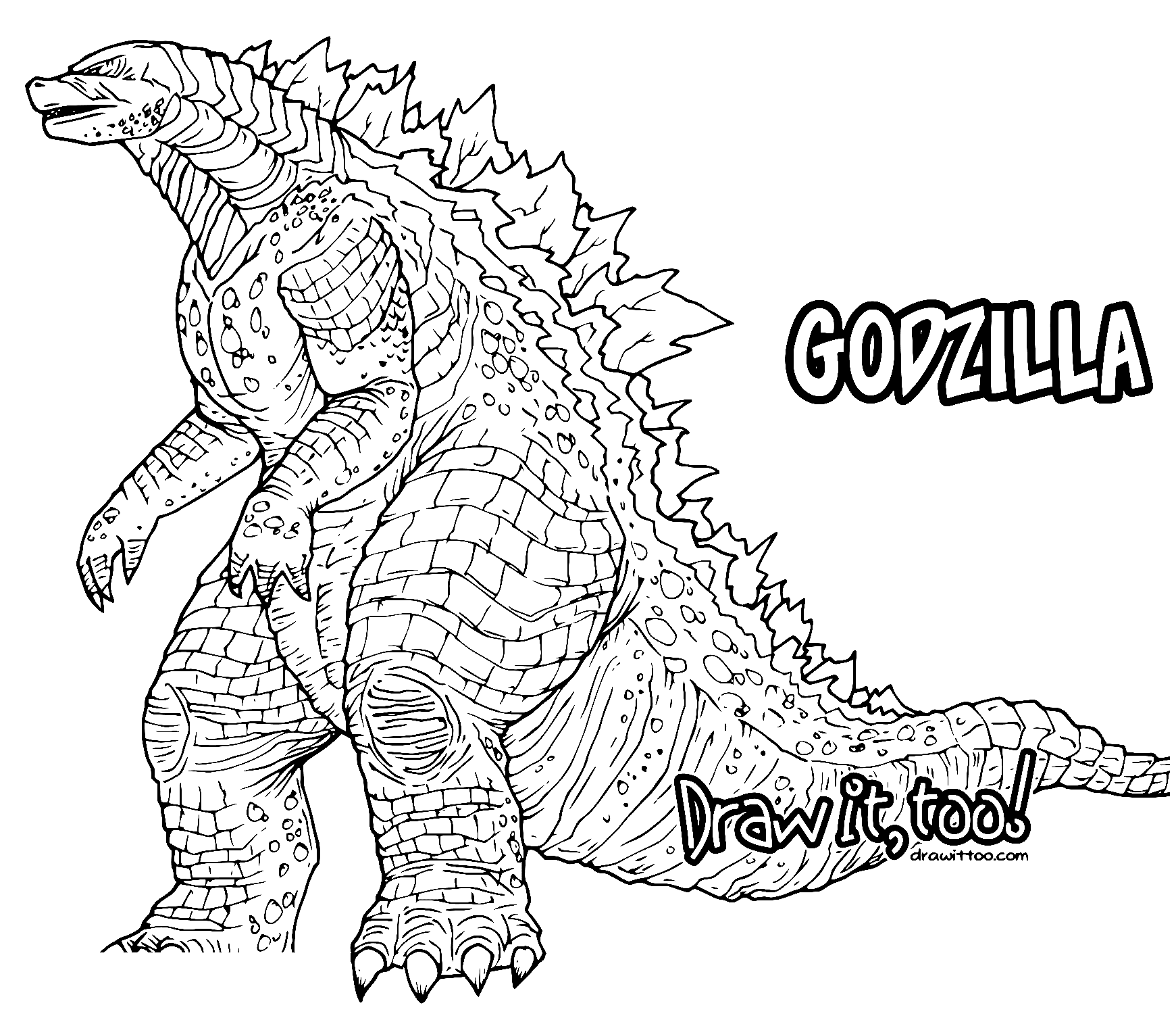 Godzilla un'enorme pagina da colorare distruttiva
