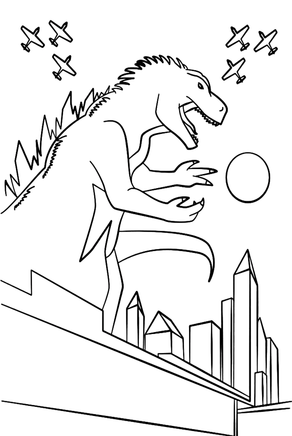 Godzilla In The City Coloring Pages