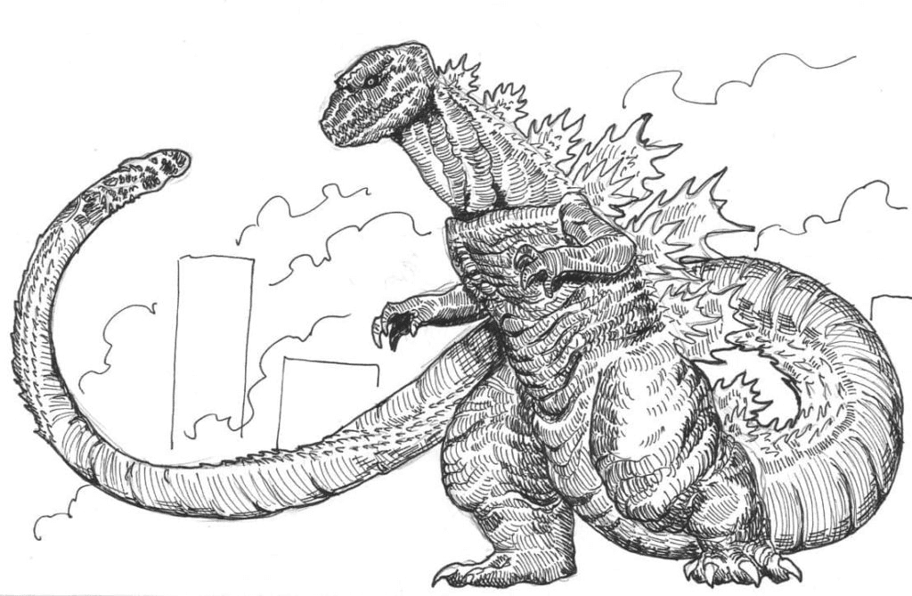 Godzilla met een grote staart van Godzilla