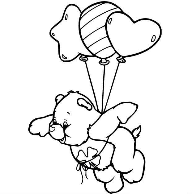 Good Luck Bear Flying Coloring Page