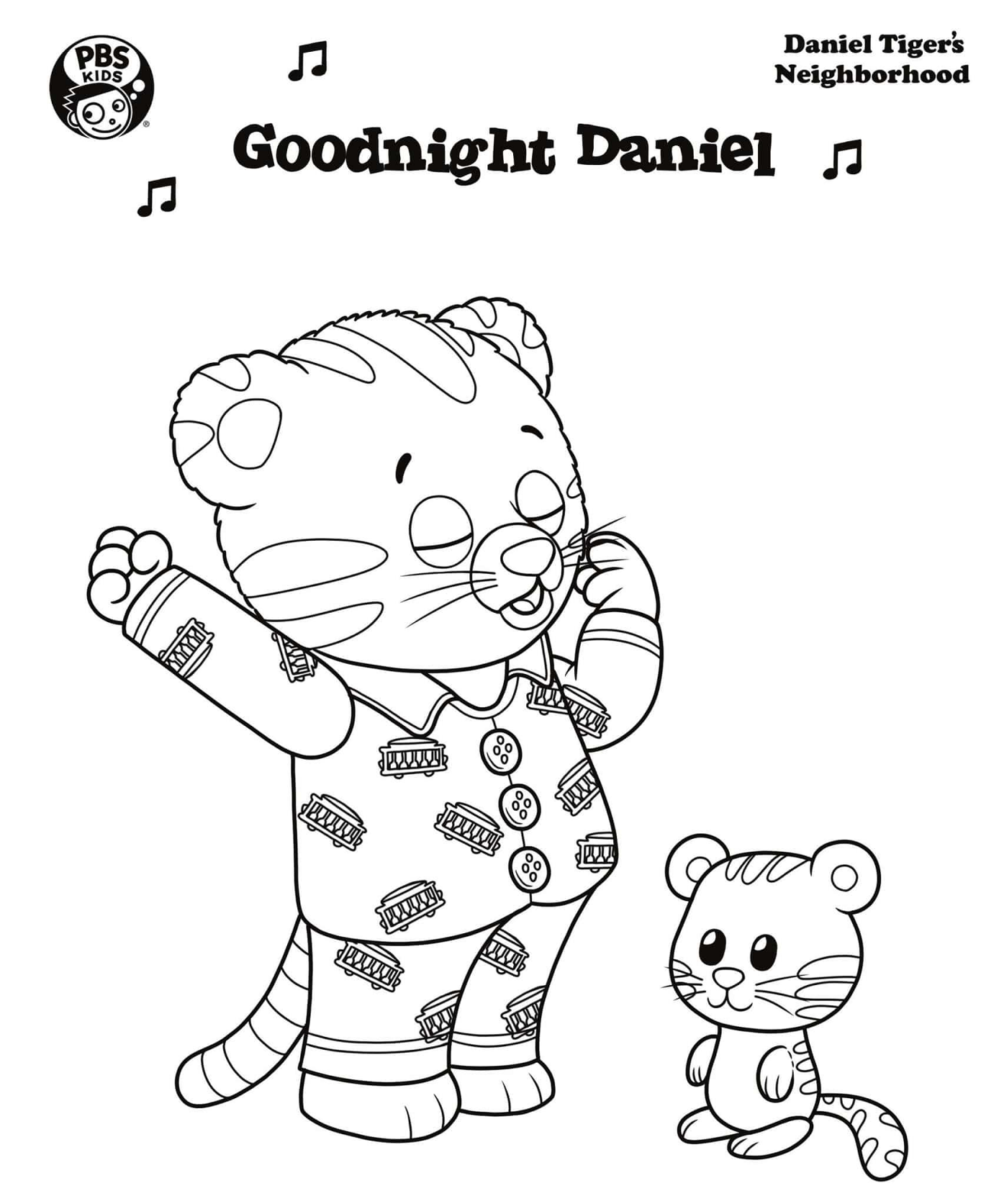 Goodnight Daniel Tiger Coloring Page