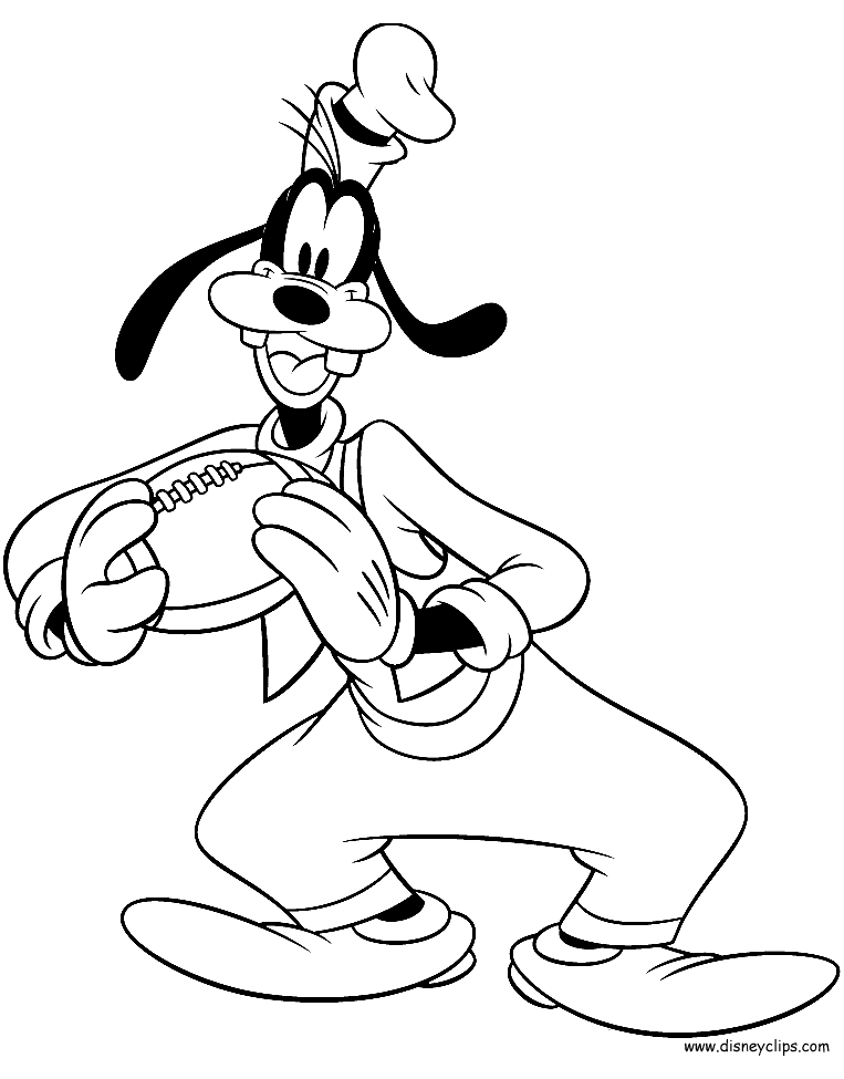 Goofy Playing Football Coloring Page
