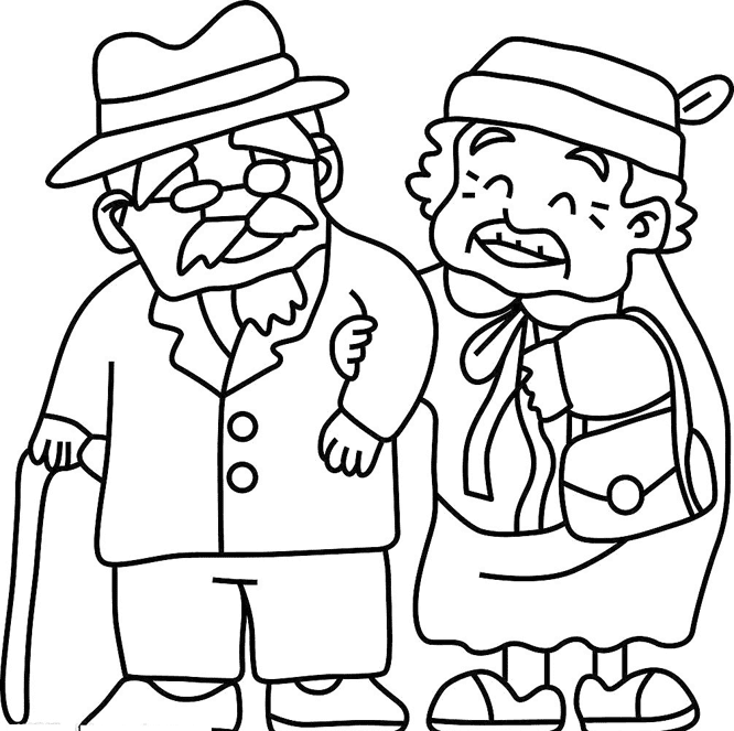 Grandpa And Grandma Coloring Page