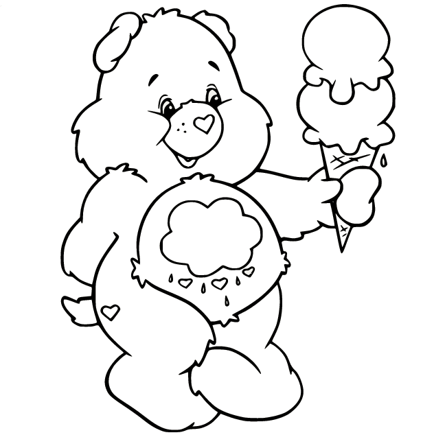 脾气暴躁的熊正在吃爱心熊的冰淇淋