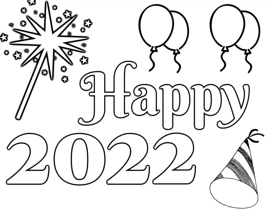 Happy 2022 Coloring Pages