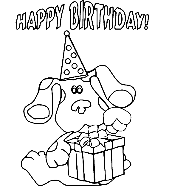 Happy Birthday Blue Coloring Page