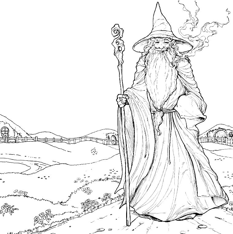Happy Gandalf Coloring Pages