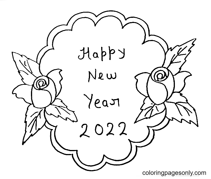 Happy New Year Drawing 2022 Coloring Pages - Happy New Year 2022