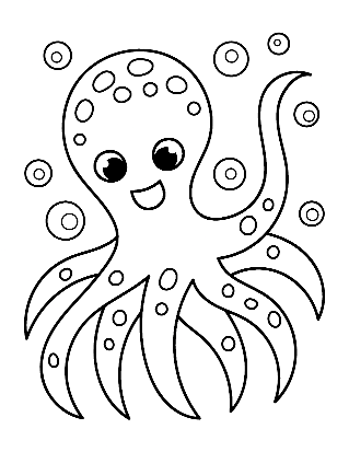Раскраска Счастливый осьминог