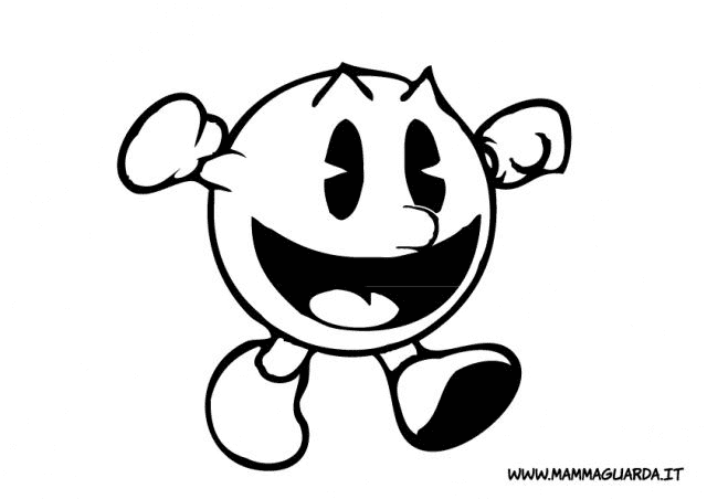 Happy Pac Man Coloring Pages