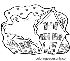 Páginas para colorir de casa mal-assombrada