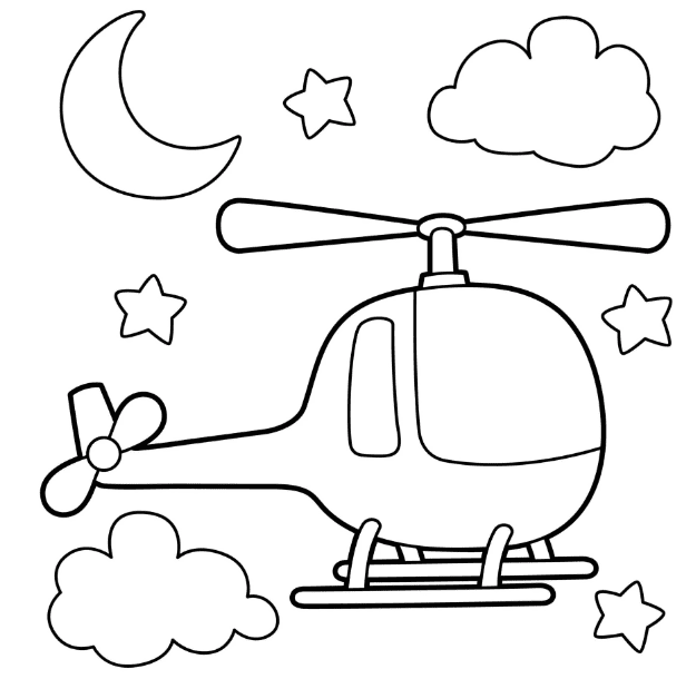 Helicopter Free Coloring Page