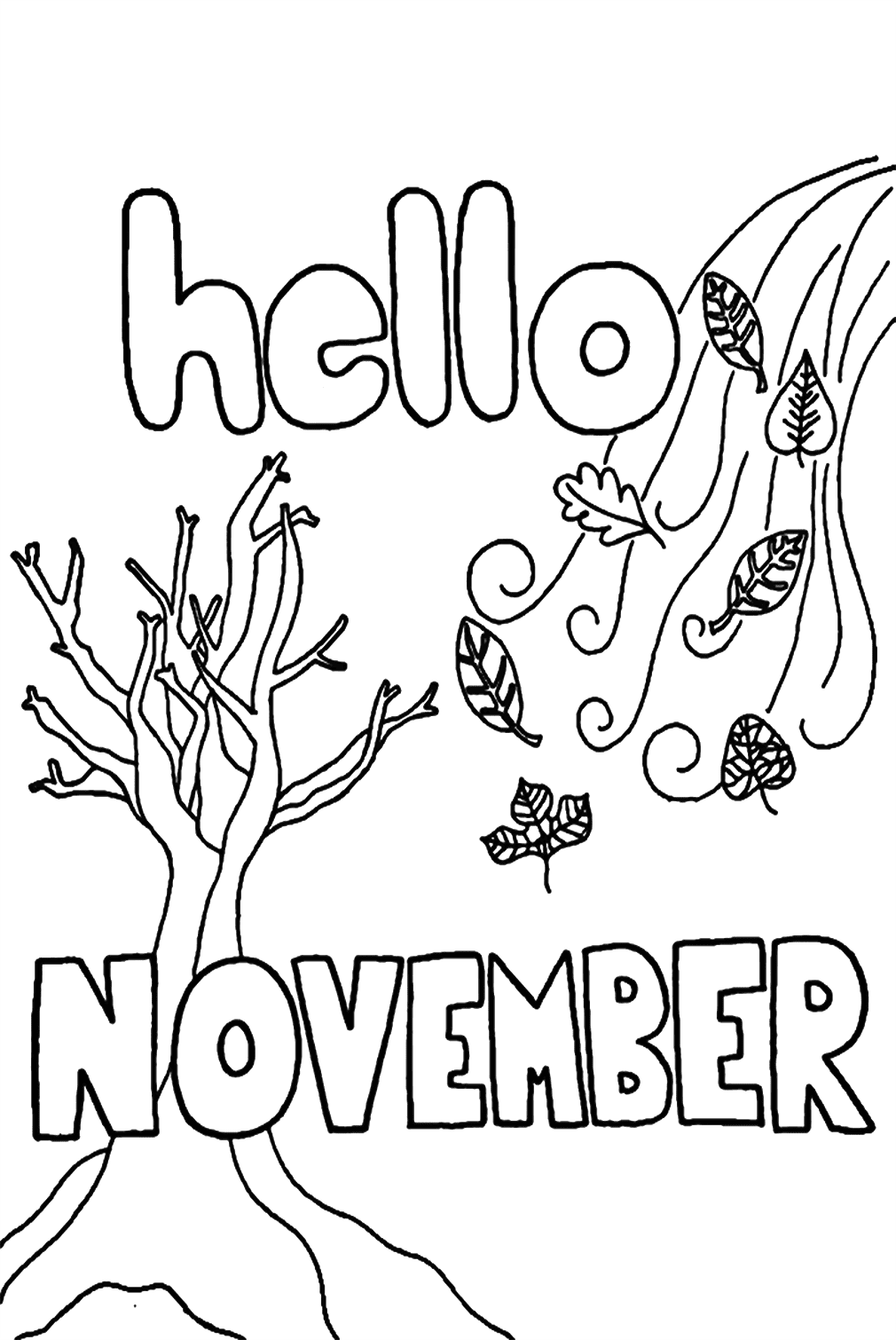 Hello November Month Coloring Pages