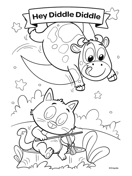 Hey Diddle Diddle - Nursery Rhymes Coloring Pages