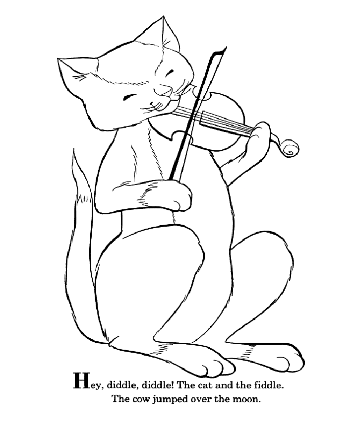 Hey Diddle mit Katze, die Geige spielt. Kinderreime von Nursery Rhymes
